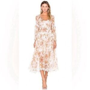 Zimmermann Oleander Floral Crinkled Slouch Silk Midi Dress